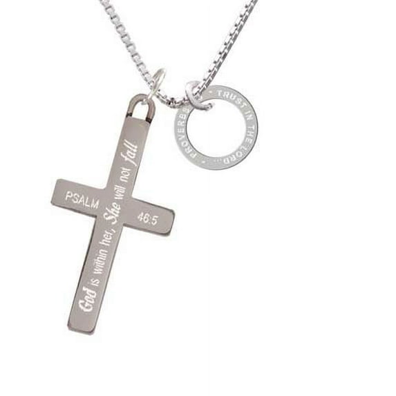 Proverbs 3:5 Eternity Ring - She will not Fall - Cross Necklace
