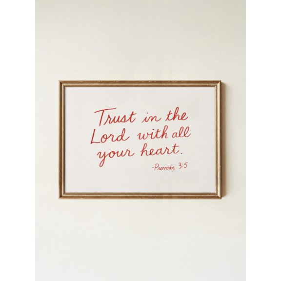 Proverbs 3:5 Red Minimalist Faith Wall Decoration, Unframed Poster