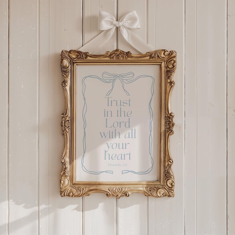 Proverbs 3 5 Wall Art Print With Blue Preppy Coquette Christian Dorm ...