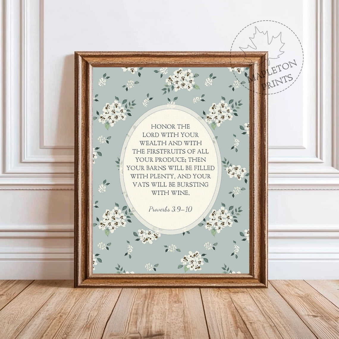 Proverbs 3:9 10 Bible Verse Printable Christian Art, Unframed Paper ...