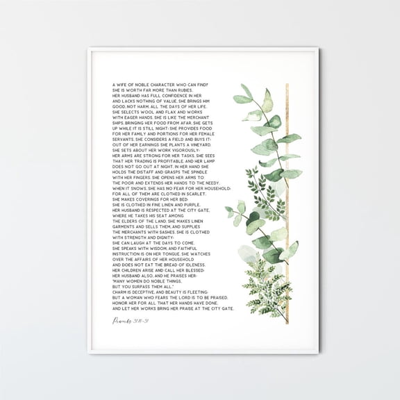 Proverbs 31:10-31 Noble Character Unframed Paper Print