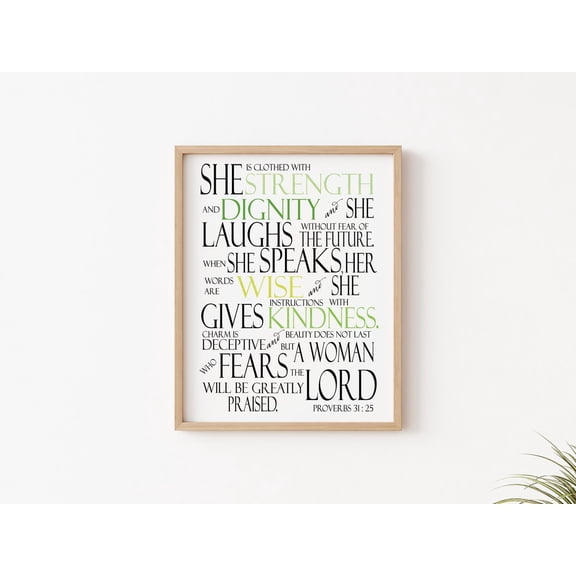 Proverbs 31:25 Mum Birthday Print, Unframed Paper Poster 16x20in