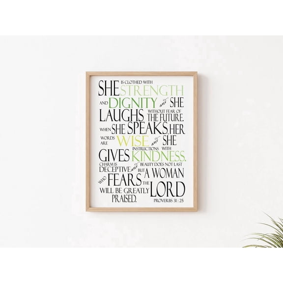 Proverbs 31:25 Mum Birthday Print, Unframed Paper Poster 8x10in