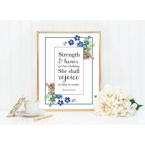 Proverbs 31:25 Strength And Honor Print, Unframed Paper Poster 11x14in