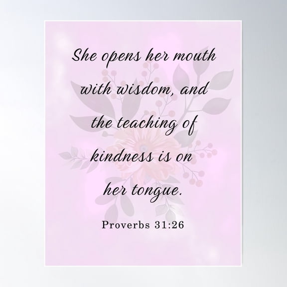 Proverbs 31:26, Bible Verse Poster Wall Art, Modern Wall Decor For Living Room Bedroom, 24x36 UNFRAMED