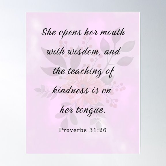 Proverbs 31:26, Bible Verse Poster Wall Art, Modern Wall Decor For Living Room Bedroom, 8x12 UNFRAMED
