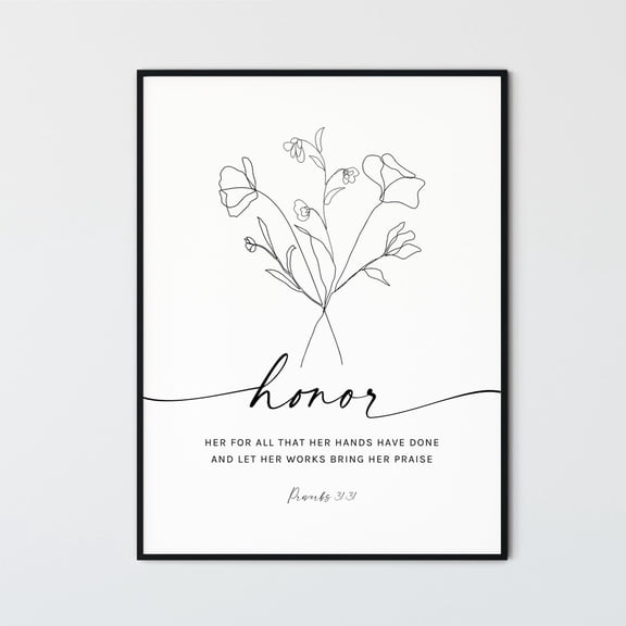 Proverbs 31:31 Honor Her Works Scripture Wall Art Poster, Unframed Size 16x24