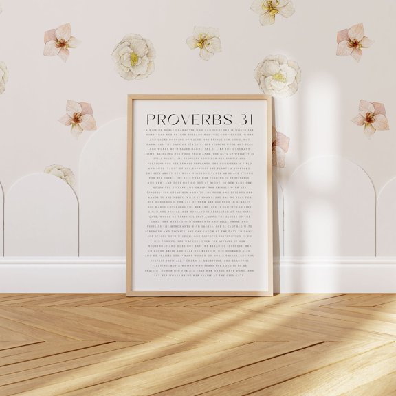 Proverbs 31 A Wife Of Noble Character Christian For Mom She Is Clothed With Strength And Dignity Art, Unframed Canvas 8x10in