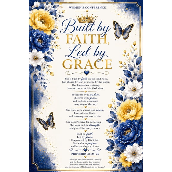 Proverbs 31 Built By Faith Led By Grace Print, Unframed Paper Poster 8x10in