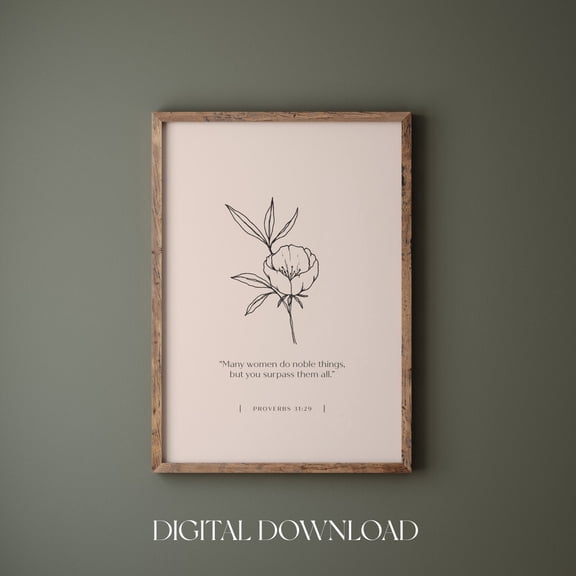Proverbs 31 Floral Scripture Wall Art Print Christian Decor