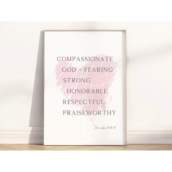 Proverbs 31 Mother Acronym Poster, Unframed Paper Poster 8x10in