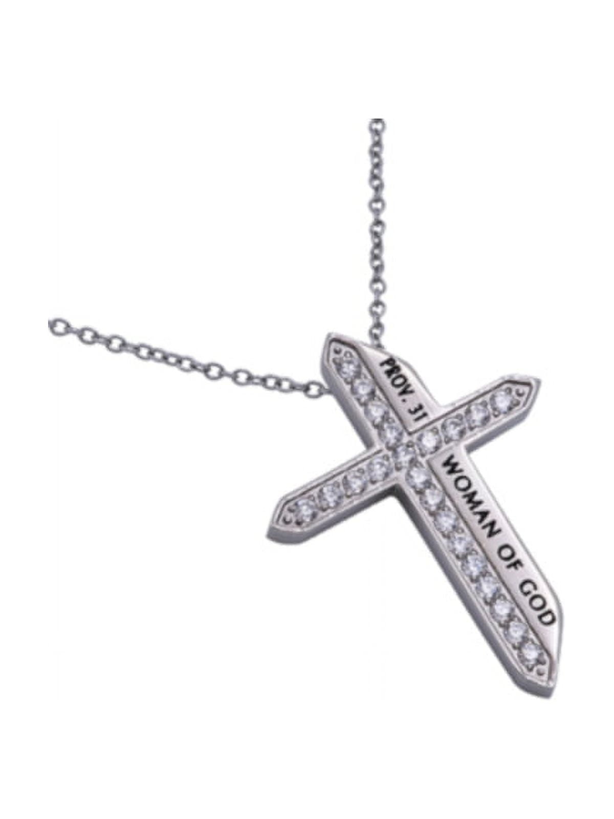 Proverbs 31 WOMAN OF GOD, Ladies Cross Necklace and Sword, Stainless Steel