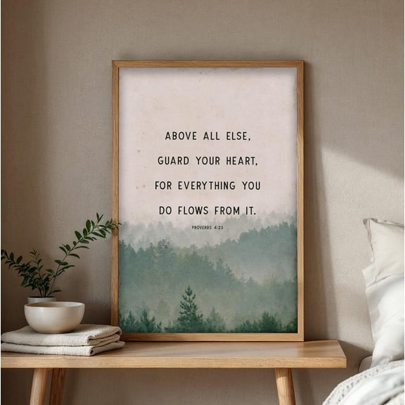 Proverbs 4:23 Wall Art Print, Christian Scripture Home Decor