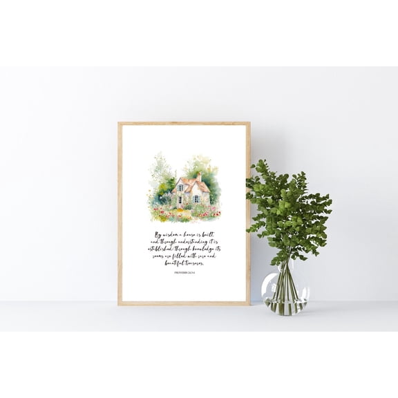 Proverbs By Wisdom A House Is Built Print, Unframed Paper Poster 8x10in