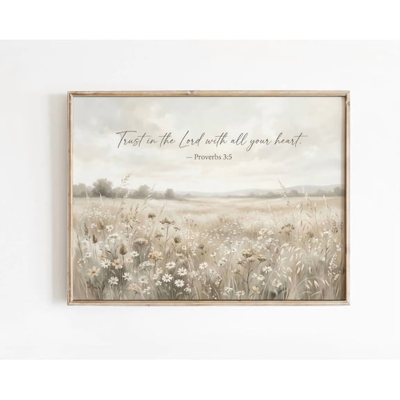 Proverbs Meadow Scripture Print Neutral Christian Wall Art