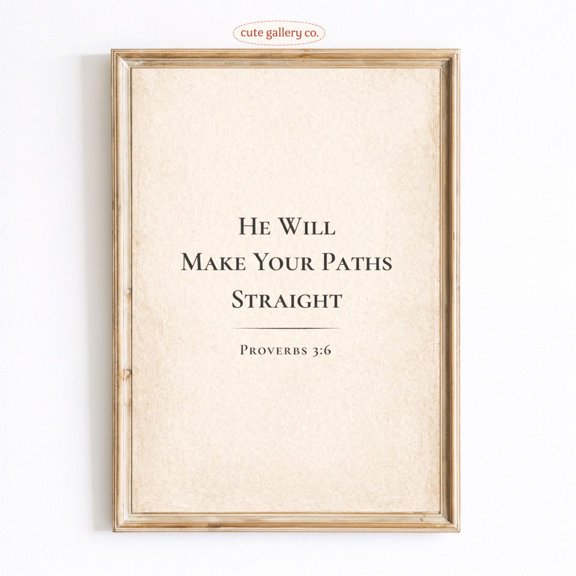 Proverbs Paths Straight Scripture Wall Art Home Decor Unframed Paper Print