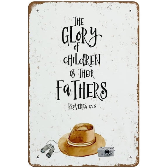 Proverbs Scripture Art Bible Verse Wall Father's Day Inspirational Quote Gift for Dad Decor Novelty 8x12 Tin Sign Funny Man Cave Cool Door Plaque New Warning Aluminum Metal