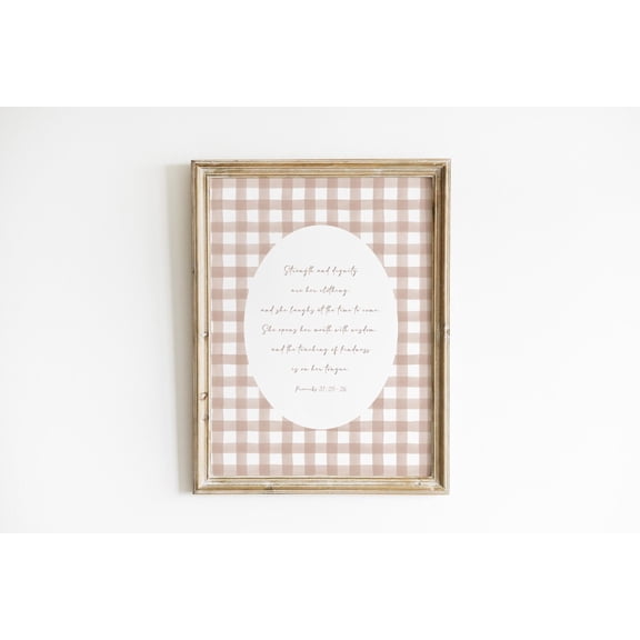 Proverbs Thirty One Gingham Scripture Poster, Unframed Size 12x18