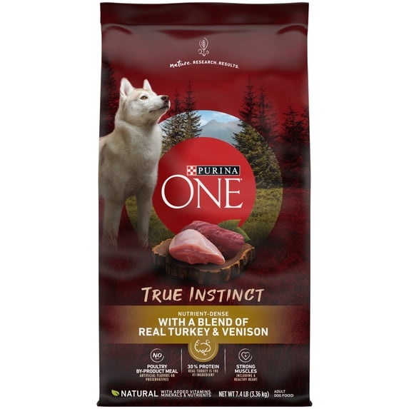 (4 pack) Purina ONE True Instinct With A Blend Of Real Turkey and Venison Dry Dog Food, 7.4 lb, 4 Pack