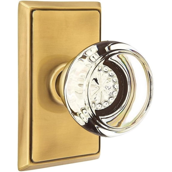 Providence Door Set with Georgetown Crystal Knobs Passage in Antique Brass