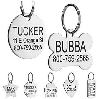 Besufy Pet Dog Tag Bone Shape Dog Tag Metal Ring Engraved ID Name Collar  Pendant Nameplate 