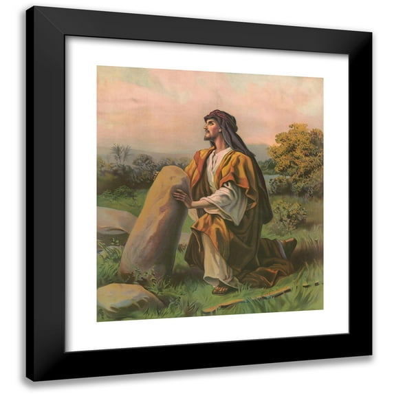 Providence Lith. Co 12x14 Black Modern Framed Museum Art Print Titled - Jacob's Vision and God's Promise (1906)