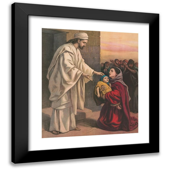 Providence Lith. Co 15x17 Black Modern Framed Museum Art Print Titled - A Day of Miracles in Capernaum (1905)