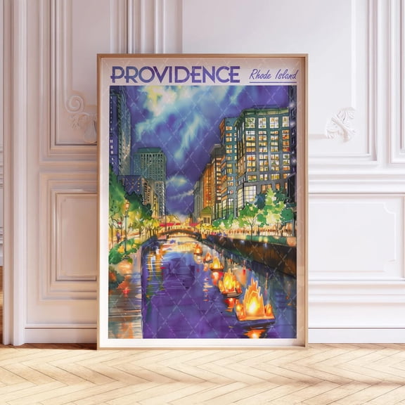 Providence Rhode Island Usa Pastel Travel Unframed Paper Print