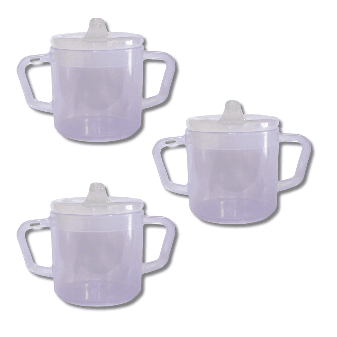 Providence Spillproof Compact 8 oz Adult Sippy Cup w/ 2 Handles, Purple / 3 Pack