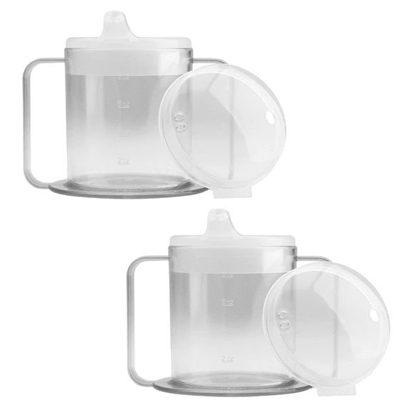 Providence Spillproof Independence 2-Handle Plastic Mug w/Lids, 9 oz / Clear / 2 Pack