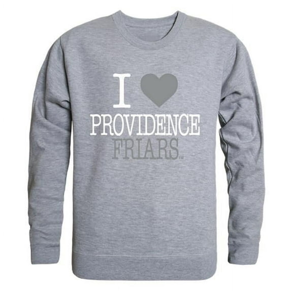 Providence University I Love Crewneck T-Shirt, Heather Grey - Large