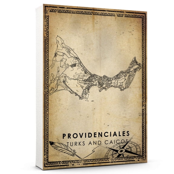 Providenciales Vintage Map Prints Canvas, Turks and Caicos Map Art Canvas, Canvas, Providenciales Map City style vintage Canvas , Canvas Wall Art, Street Map Artwork Canvas