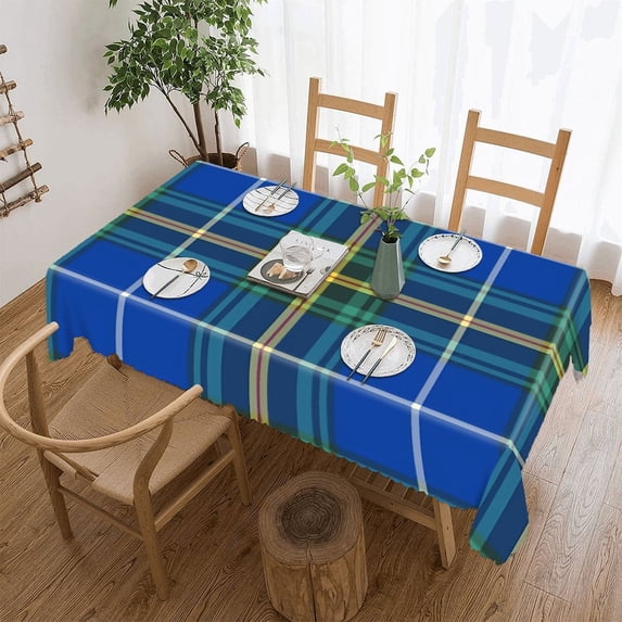 Province of Nova Scotia Tartan Rectangular Tablecloth 55"x70" with Lace Edge, Washable Durable Table Cover for Dining, Indoor Outdoor Home Restaurant Decor