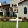 thumbnail image 1 of QualArc MB-3000-PAT-LP703-WHT Provincial Collection Brass Mailbox in Antique Brass Patina with decorative Lewiston post, No.7 Ornate base and No.3 Pineapple finial in White, 1 of 11