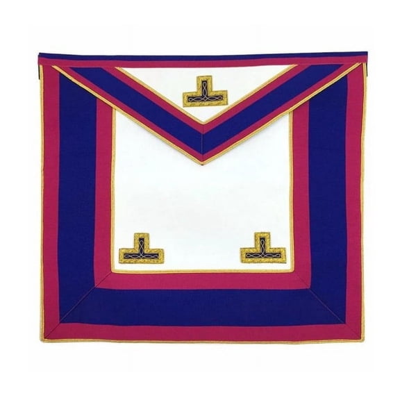 Provincial Mark English Regulation Apron - Pink & Blue, Adjustable Belt with Gold Snake Fitting, 4-Inch Two-Color Ribbon, Rear Pocket, Available in Lambskin & Imitation Leather