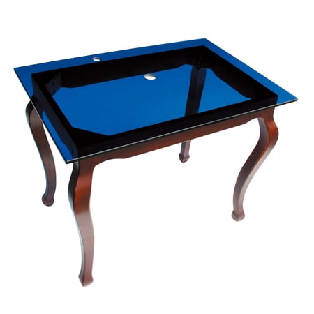 Provincial Table Console Vanity Sink Stand Glass Top Blue Tempered Glass Renovators Supply