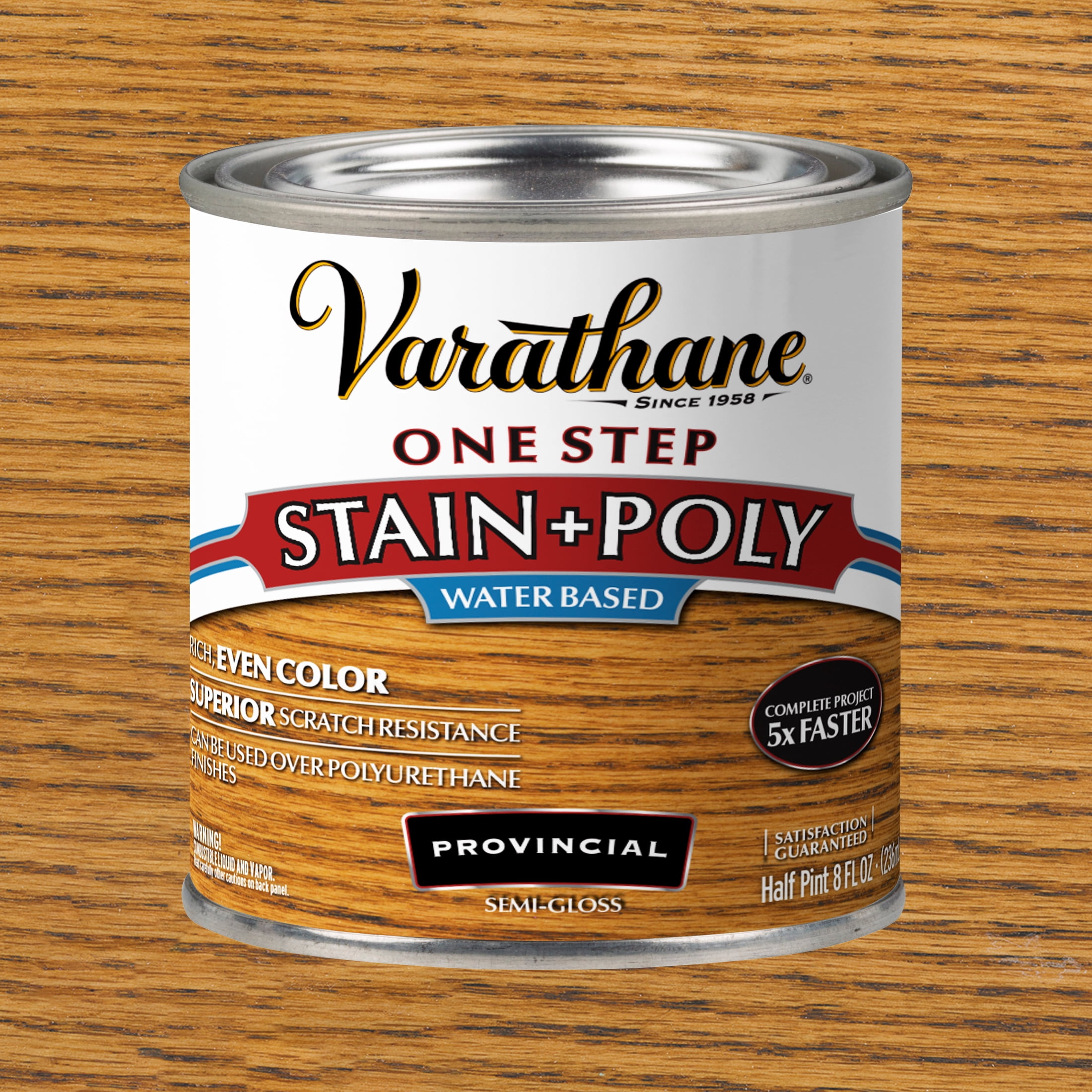 Provincial, Varathane One Step Interior Wood Stain + Polyurethane, Semi-Gloss -384366, Half Pint