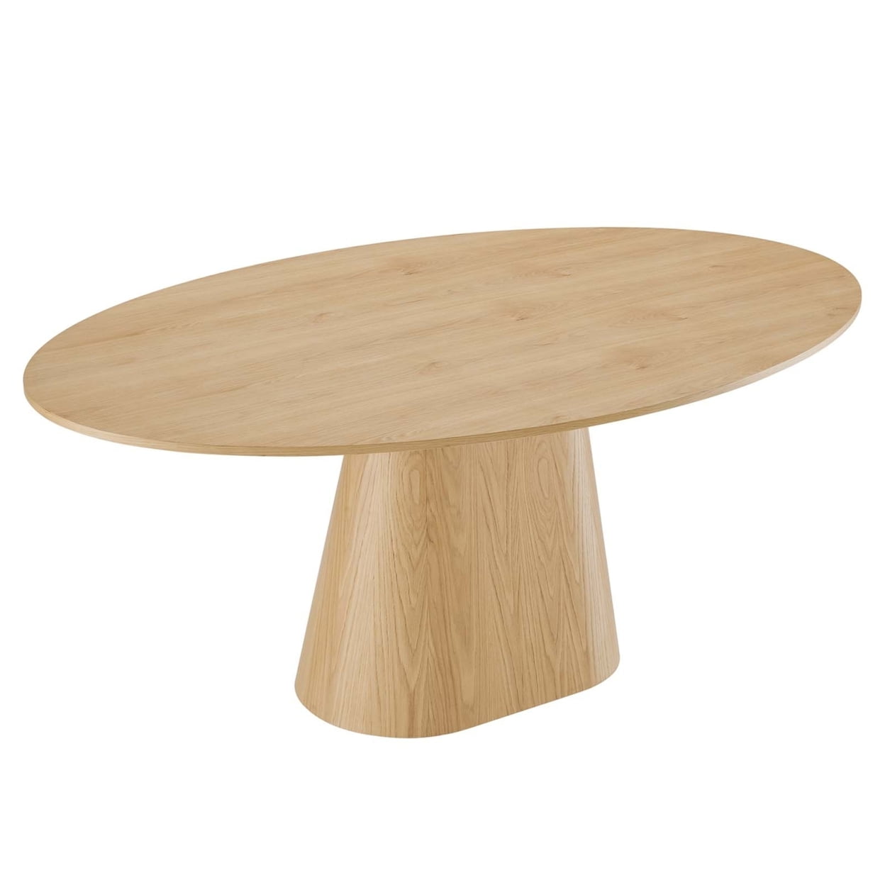 Round Oak Wood Six-Seater Dining Table