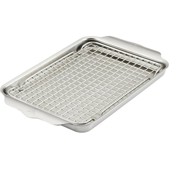 Provisions OvenBond 9" x 12.5" Tri-ply Clad Stainless Steel Quarter Sheet Pan with Rack