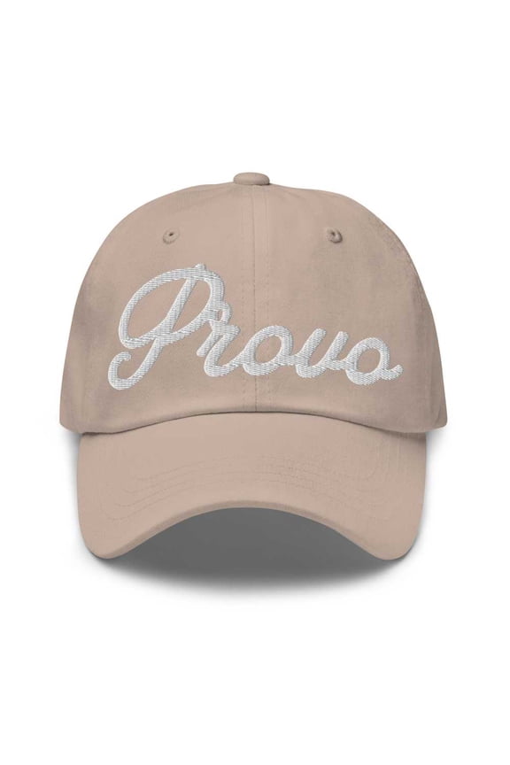 Provo Baseball Cap Provo Dad Hat Bold Script California CA Hat Embroidered Souvenir Gift Stone