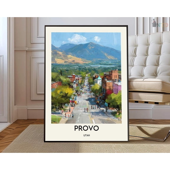Provo Wasatch Front Poster, Stretched Canvas 12x16in