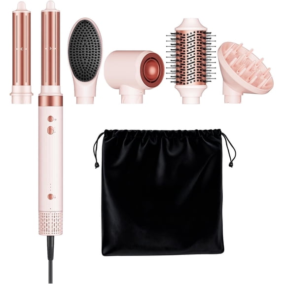 Prowaver 6-in-1 Hot Air Styler Wrap Dual Ionic Professional Hair Dryer Brush with Auto Wrap Curlers &Volumizing Brush for Drying& Frizz Free Hair with No Heat for Women