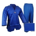thumbnail image 1 of Prowin V-Neck Taekwondo Ribbed Cotton/Poly Fabric Blue TKD Gi Uniform, 1 of 2