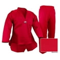 thumbnail image 1 of Prowin V-Neck Taekwondo Ribbed Cotton/Poly Fabric Red TKD Gi Uniform, 1 of 2