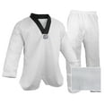 thumbnail image 1 of Prowin V-Neck Taekwondo Ribbed Cotton/Poly Fabric White/Black TKD Gi Uniform, 1 of 2