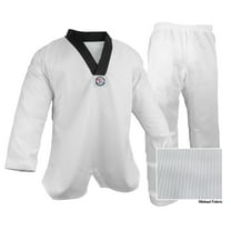 Prowin V-Neck Taekwondo Ribbed Cotton/Poly Fabric White/Black TKD Gi Uniform