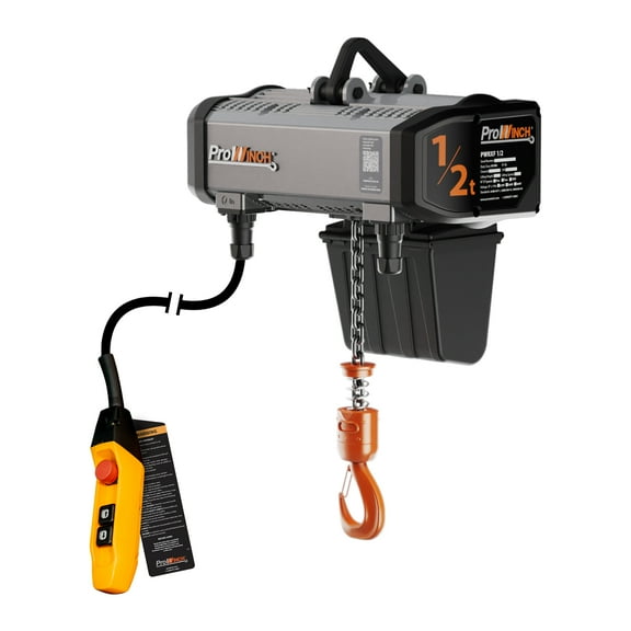 Prowinch 1/2 Ton Electric Chain Hoist with Single-Speed Operation, Dual Voltage Options of 208~240V / 440~480V, Three-Phase (3) 60Hz, 13ft G100 Nickel Chain, Rated for Heavy Duty Applications H4/M5