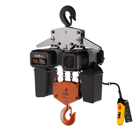 Prowinch 10 Ton Electric Chain Hoist with 1 Speed Operation, Dual Voltage 208~240V / 440~480V, 3-Phase 60HZ, 40ft G100 Nickel Chain, Designed for Heavy-Duty Lifting Applications