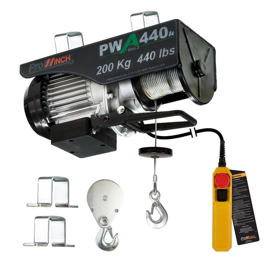 Prowinch 440 lbs Electric Wire Rope Hoist, 38 ft, 110V, Powerful Lifting Hoist with High Performance