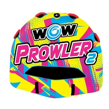 WOW SPORTS Prowler 2 Person Towable Tube for Boating Starter kit, Includes 12 v pump and 2K tow rope